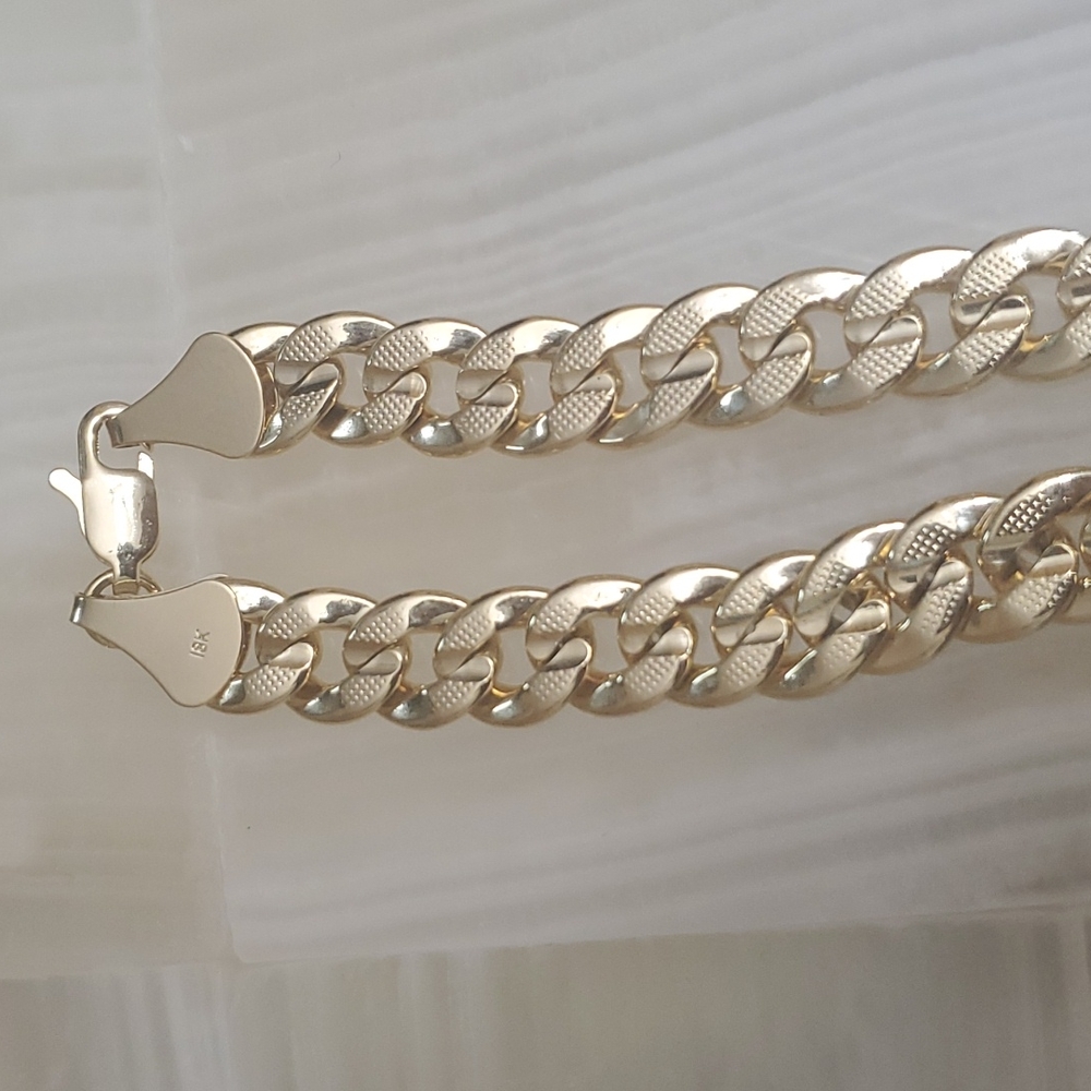 NEW| Stamped 18K Gold Cuban Link Chain Necklace 8mm 24" - Picture 7 of 7